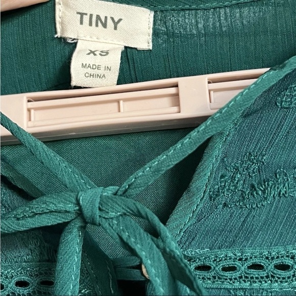Anthropologie Tiny Women Sz XS Dress Green Boho Embroidered Luisa Swing Peasant - Picture 3 of 16